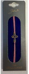 Flippy Bratara Placata cu Aur 24k, Jolie, Model CRUCE, Martisor Bratara, cu Snur Alb Rosu, Auriu (teo-165479)