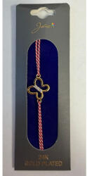Flippy Bratara Placata cu Aur 24k, Jolie, Model FLUTURE, Martisor Bratara, cu Snur Alb Rosu, Auriu (teo-165476)