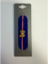 Flippy Bratara Placata cu Aur 24k, Jolie, Model FLUTURE PLIN, Martisor Bratara, cu Snur Alb Rosu, Auriu (teo-165477)