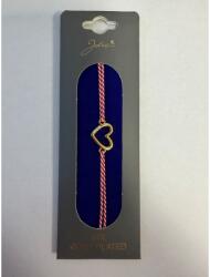 Flippy Bratara Placata cu Aur 24k, Jolie, Model INIMA cu 3 Pietre, Martisor Bratara, cu Snur Alb Rosu, Auriu (teo-165486)