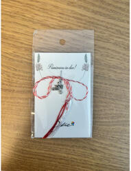 Flippy Martisor Traditional, Jolie, Model HOMAR, cu Snur Impletit Alb Rosu, 8.5 x 5.5 cm. Argintiu (teo-165716)