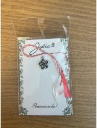 Flippy Martisor Traditional, Jolie, Model TRANDAFIR, cu Snur Impletit Alb Rosu, 8.5 x 5.5 cm, Argintiu (teo-165723)