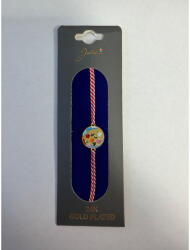 Flippy Bratara Placata cu Aur 24k, Jolie, Model GLOB cu STELE, Martisor Bratara, cu Snur Alb Rosu, Auriu (teo-165483)