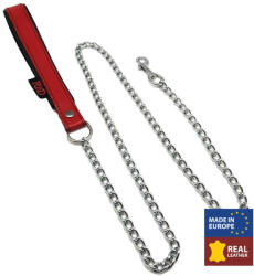 The Red Prémium bőr fogantyús póráz - 1 m, piros