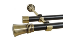 Casa Deco Logistics Galerie dubla fara inele duo CAPRI 19/19 mm negru aur antic Suport draperie