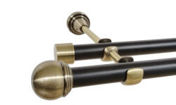 Casa Deco Logistics Galerie dubla fara inele duo TODI MAX 19/19 mm negru aur antic Suport draperie