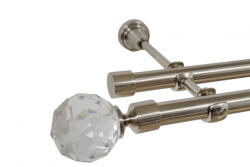 Casa Deco Logistics Galerie dubla fara inele kula crystal 19 mm inox Suport draperie