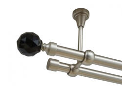 Casa Deco Logistics Galerie dubla kula crystal negru fara inele prindere tavan 19/19 mm crom mat Suport draperie