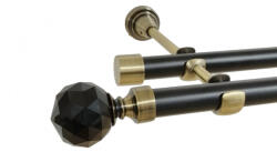Casa Deco Logistics Galerie dubla fara inele duo KULA CRYSTAL NEGRU 19/19 mm negru aur antic Suport draperie