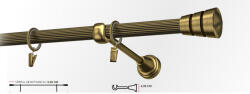 Casa Deco Logistics Galerie simpla striat CORSO 19 mm - aur antic Suport draperie