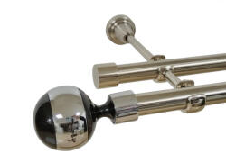 Casa Deco Logistics Galerie dubla fara inele kula negru 19 mm inox Suport draperie