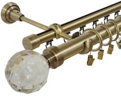 Casa Deco Logistics Galerie dubla kula crystal, teava neteda si profil, grosime 25 si 19mm, aur antic Suport draperie
