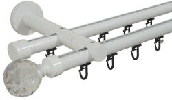 Casa Deco Logistics Galerie dubla Kula crystal teava profil alb 19mm/19mm Suport draperie