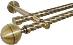 Casa Deco Logistics Galerie dubla twist picior universal fara inele prindere perete kula lux 19/19 mm aur antic Suport draperie