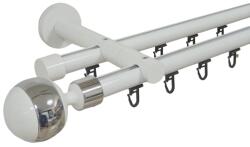 Casa Deco Logistics Galerie dubla bila inox teava profil alb 19mm/19mm Suport draperie