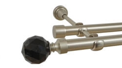 Casa Deco Logistics Galerie dubla fara inele KULA CRYSTAL NEGRU 19 mm CROM MAT Suport draperie