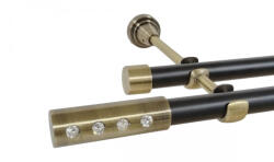 Casa Deco Logistics Galerie dubla fara inele duo ALLURE 19/19 mm negru aur antic Suport draperie