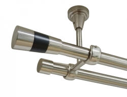Casa Deco Logistics Galerie dubla valeo negru fara inele prindere tavan 19/19 mm inox Suport draperie