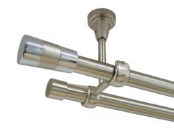 Casa Deco Logistics Galerie dubla valeo crom fara inele prindere tavan 19/19 mm inox Suport draperie
