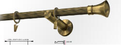 Casa Deco Logistics Galerie simpla picior universal striat PRINCE 19 mm - aur antic Suport draperie
