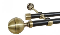 Casa Deco Logistics Galerie dubla fara inele duo KALISTO 19/19 mm negru aur antic Suport draperie
