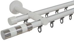 Casa Deco Logistics Galerie dubla teava profil alb cilindru inox 19mm/19mm Suport draperie