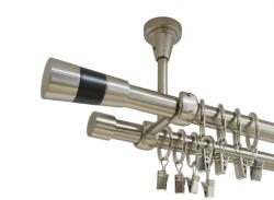 Casa Deco Logistics Galerie dubla VALEO NEGRU prindere tavan 19 mm INOX Suport draperie