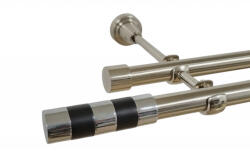 Casa Deco Logistics Galerie dubla fara inele cilindru negru 19 mm inox Suport draperie