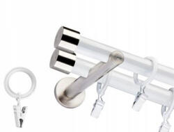 Casa Deco Logistics Galerie dubla duo PICIOR UNIVERSAL - DOP19/19 - ALB + INOX Suport draperie