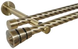 Casa Deco Logistics Galerie dubla twist picior universal fara inele prindere perete corso 19/19 mm aur antic Suport draperie