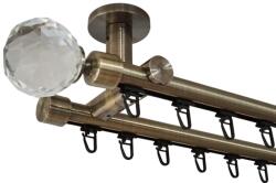 Casa Deco Logistics Galerie dublă KULA CRISTAL 19/19 mm aur antic - țeavă profil cu canal, prindere tavan Suport draperie