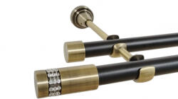 Casa Deco Logistics Galerie dubla fara inele duo XANTOS 19/19 mm negru aur antic Suport draperie