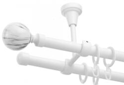 Casa Deco Logistics Galerie dubla tavan Ball alb lucios 19mm/19mm Suport draperie