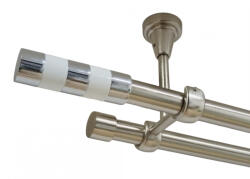 Casa Deco Logistics Galerie dubla cilindru alb fara inele prindere tavan 19/19 mm inox Suport draperie