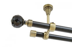 Casa Deco Logistics Galerie dubla kula crystal negru fara inele prindere tavan 19/19 mm negru aur antic Suport draperie