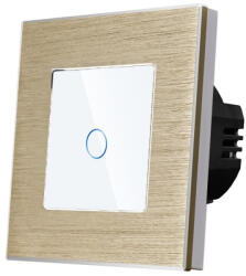 Torelectric Intrerupator simplu cu touch din sticla si rama de aluminiu auriu