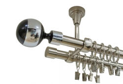 Casa Deco Logistics Galerie dubla kula negru prindere tavan 19 mm inox Suport draperie