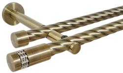 Casa Deco Logistics Galerie dubla twist picior universal fara inele prindere perete kula xantos 19/19 mm aur antic Suport draperie