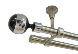 Casa Deco Logistics Galerie dubla kula negru fara inele prindere tavan 19/19 mm inox Suport draperie