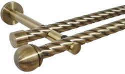 Casa Deco Logistics Galerie dubla twist picior universal fara inele prindere perete todi max 19/19 mm aur antic Suport draperie