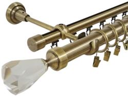 Casa Deco Logistics Galerie dubla crystal cone , teava neteda si profil, grosime 25 si 19mm, aur antic Suport draperie