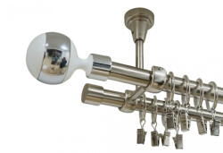 Casa Deco Logistics Galerie dubla kula alb prindere tavan 19 mm inox Suport draperie