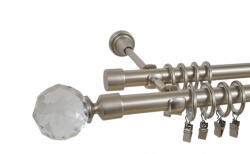 Casa Deco Logistics Galerie dubla kula crystal 19/19 mm crom mat Suport draperie