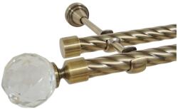 Casa Deco Logistics Galerie TWIST dubla KULA CRYSTAL fara inele 19/19 mm - aur antic Suport draperie