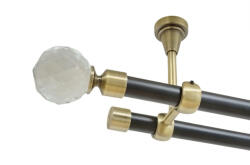 Casa Deco Logistics Galerie dubla kula crystal fara inele prindere tavan 19/19 mm negru aur antic Suport draperie