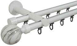 Casa Deco Logistics Galerie dubla Ball teava profil alb 19mm/19mm Suport draperie