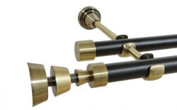 Casa Deco Logistics Galerie dubla fara inele duo AFINA 19/19 mm negru aur antic Suport draperie