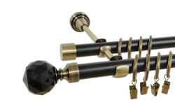 Casa Deco Logistics Galerie dubla duo KULA CRYSTAL NEGRU 19/19 mm negru aur antic Suport draperie