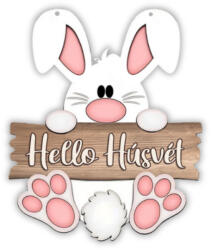  Nyomtatott dekorkarton - Hello húsvét nyúl - húsvéti és tavaszi dekorációhoz