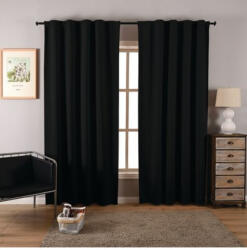 Casa Deco Logistics SET DRAPERIE BLACKOUT NEGRU Casa Deco Logistics, CU REJANSA DE BARA